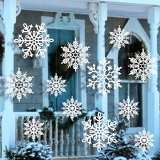 Large Christmas Hanging Snowflakes Decorations Outdoor - White Big 12pcs