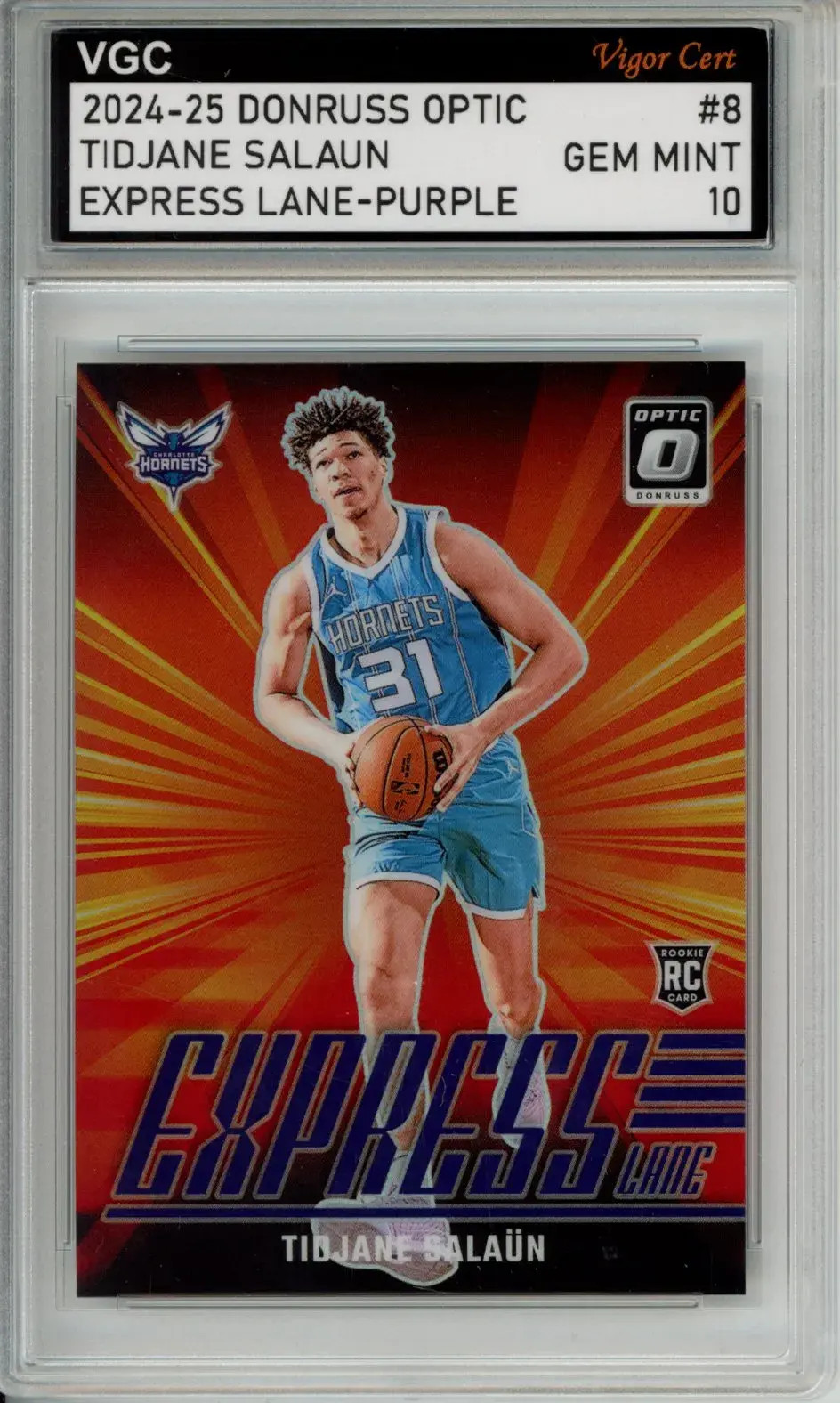 2024-25 DONRUSS OPTIC EXPRESS LANE-PURPLE TIDJANE SALAUN ROOKIE VGC MINT 10 J83