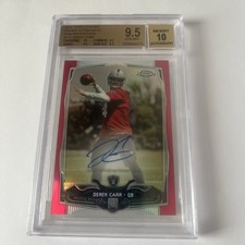 2014 Topps Chrome Rookie Pink Auto Derek Carr /75 Bgs 9.5 With 10 Subgrade