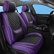 Car Seat Covers Full Set Purple Faux Leather Waterproof Universal Fit SUV