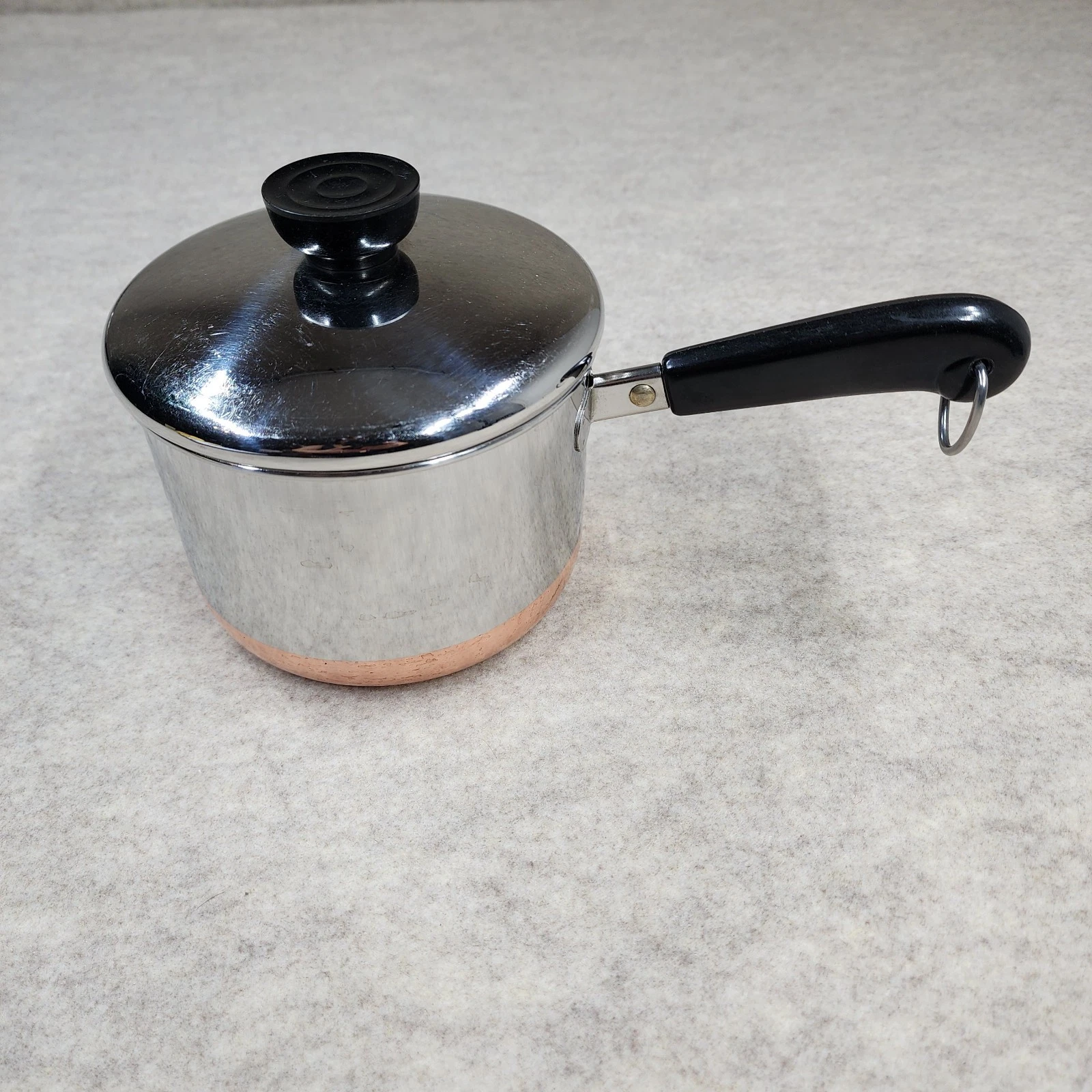 1801 Revere Ware 1 1/2 Qt 84 Stainless Copper Bottom Pan Pot w/Lid Clinton IL