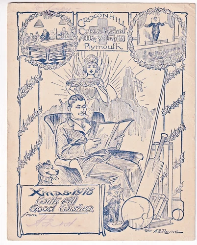 WW1. Original Card  Crown Hill Convalescent Military Hospital Plymouth 1918