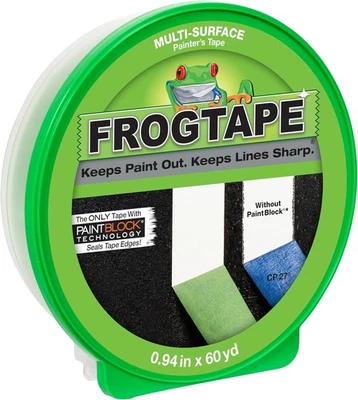 FrogTape Multi-Surface Painter’s Tape 1in x 60yd Green Medium Adhesion