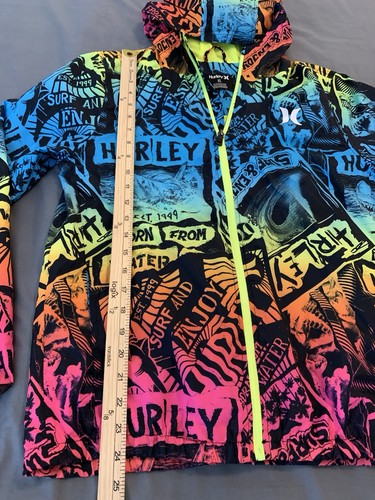 Hurley Windbreaker Jacket Kids/Juniors XL "WILD" Multicolor Allover Print - Picture 5 of 7