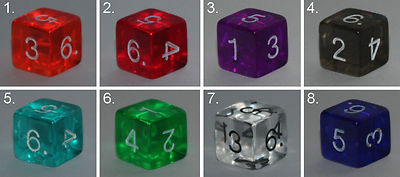 Würfel-Dice: W6 - transparent - Rollenspiel - Lifecounter- Tabletop - RPG - Neu