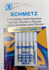 Schmetz Embroidery Gold Sewing Machine Needles 90/14 5 Pack 1825
