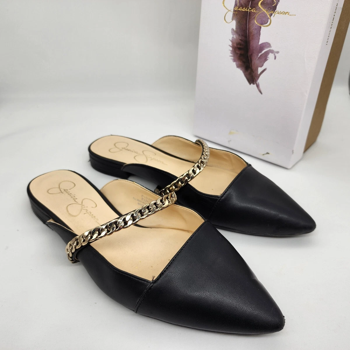 Jessica Simpson Black Loussie Mule Women s Flats Size 8.5 M eBay