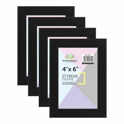 [4er Set] Schwarz 4''x6'' Styrol Bilderrahmen Poster Portrait Bild Wandhalterung