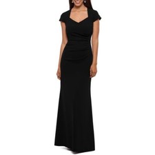 Xscape Crepe Ruffle Back Short Sleeve Gown Size 12 NWT