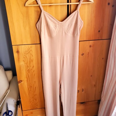 Community Women's Pink/beige Knit Sleeveless Jumpsuit Size Large
