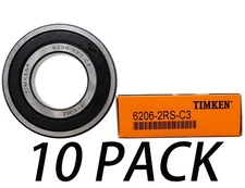 10PACK TIMKEN 6206-2RSC3 6206-2RS 30X62X16MM Double Rubber Seal Bearings 6206RS