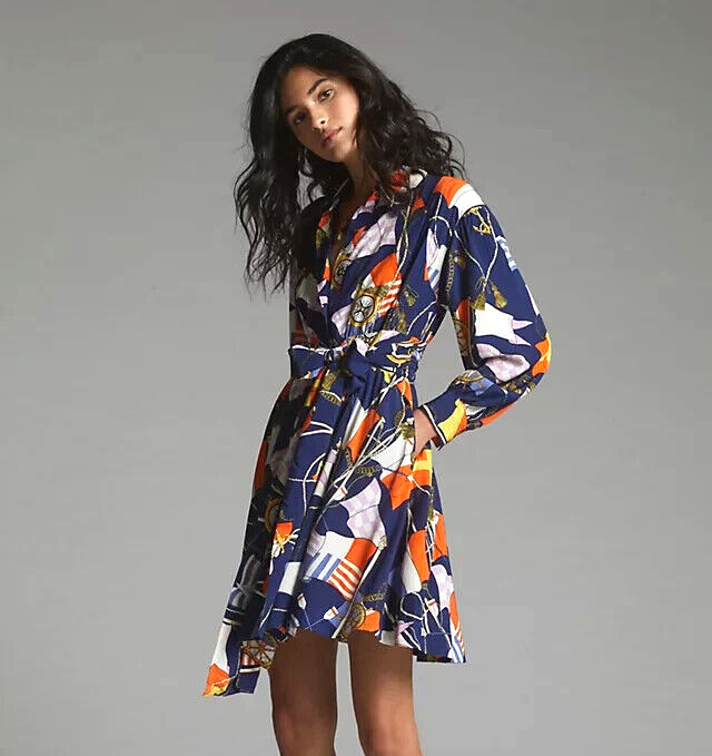 Camisa de vestir Anthropologie Maeve Buttondown náutica marina velero talla XS NUEVA