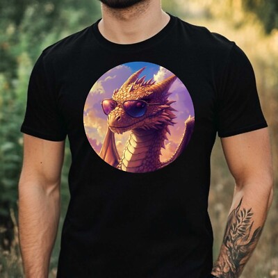 Mens Dragon Sunglasses Cotton T-Shirt Size XS to 5XL