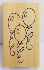 Balloons Rubber Stamp Wood Mounted Crafts Card Making Scrapbooking Vtg NEW