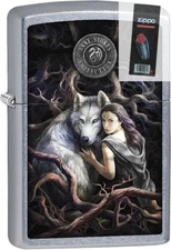 Zippo 77514 Anne Stokes Soul Bond Woman with Wolf Lighter + FLINT PACK