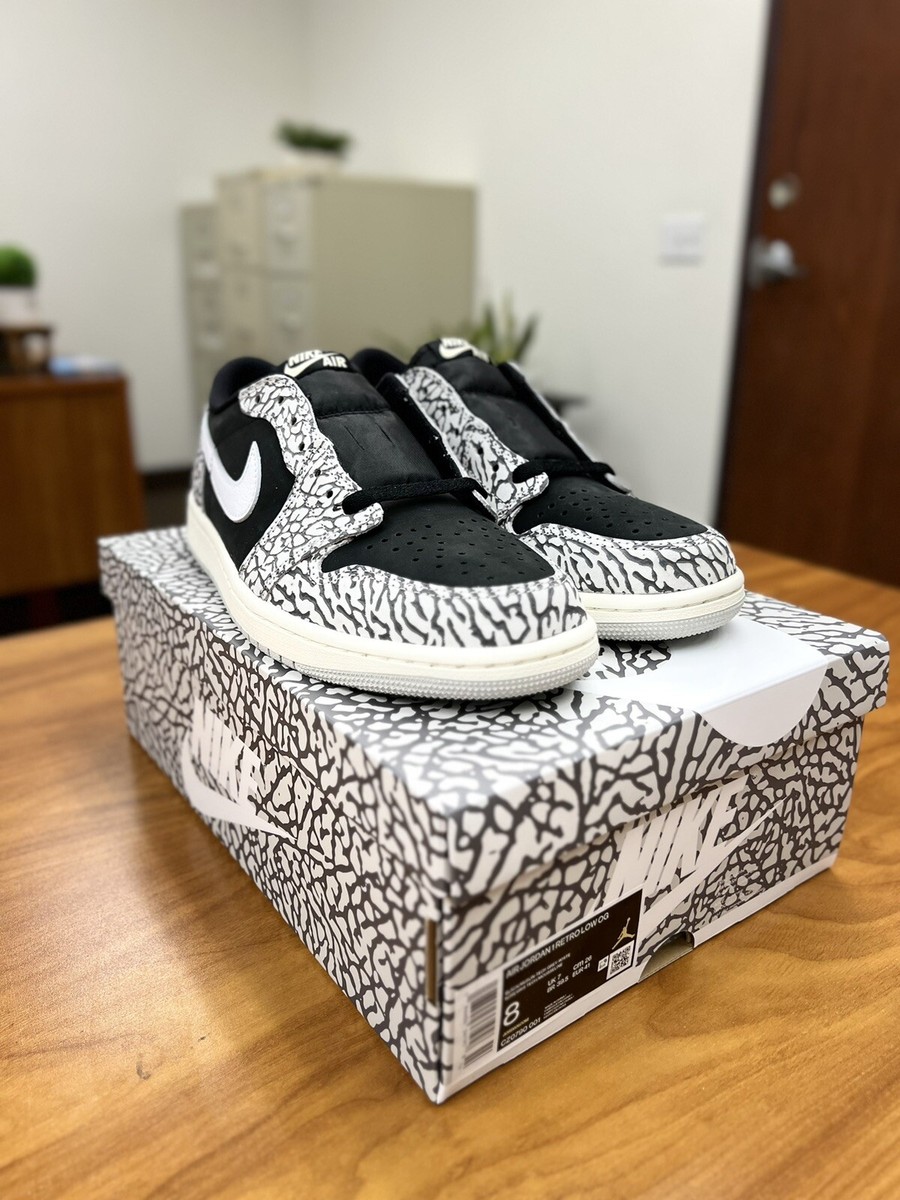 Jordan 1 Low OG Black Cement Elephant Print - Men Size 8 Jordan 1 Low OG Black Cement Elephant Print - Men Size 8