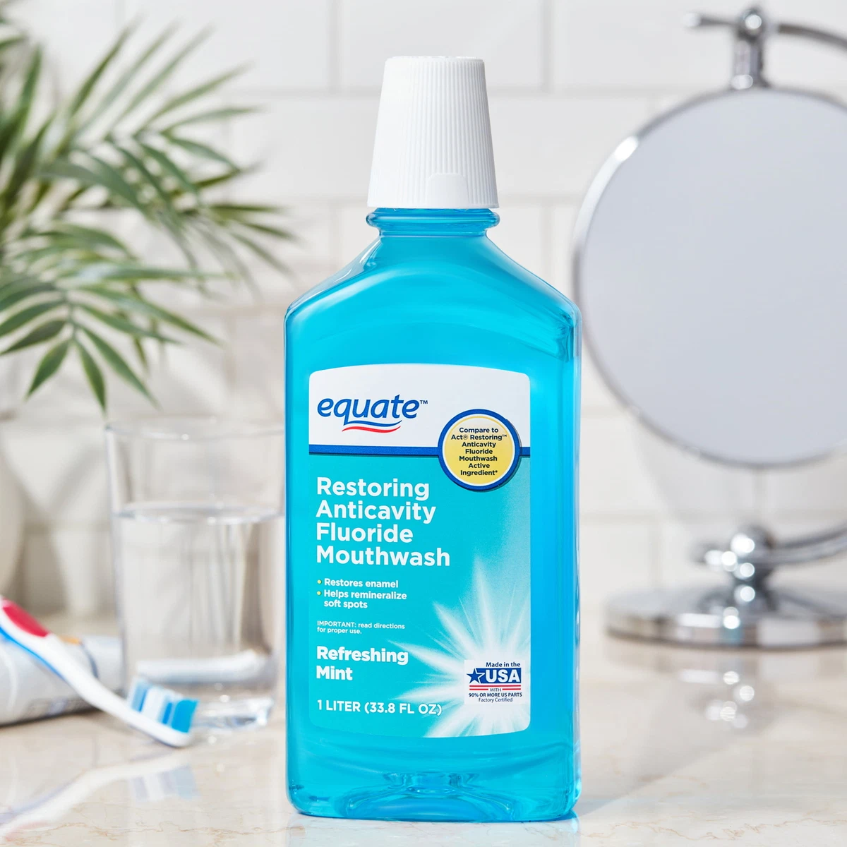 Equate Restoring Anticavity Fluoride Mouthwash, Refreshing Mint  