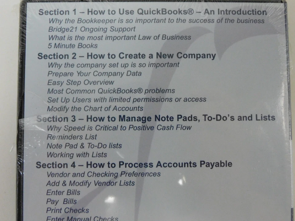 Vintage QuickBooks Video Trainer: Introduction Class 1 Of 3 By Bridge21 Sealed - Image 3 of 4