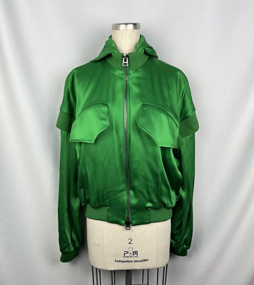 Tom Ford Satin Insert Shoulder Zip-Up Jacket Emerald Green Size 38 IT, US S