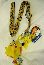 Pikachu allover Yellow Lanyard ID Holder Keychain Pikacku charm Plush Pikachu