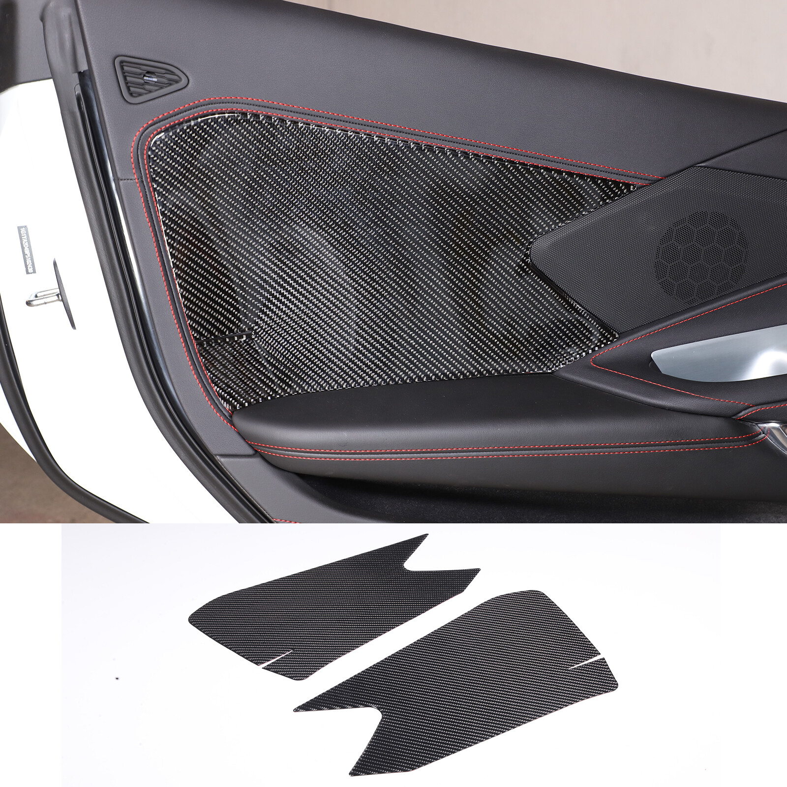 Real Carbon Fiber Interior Door Panel Cover Trim Sticker For Corvette C8 20-24