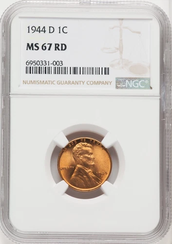 ULTRA GEM 1944-D NGC MS67RD Lincoln Wheat Cent
