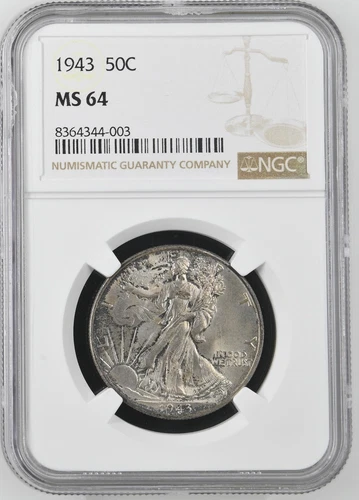 1943  WALKING LIBERTY US Half Dollar,   MS64 by NGC ,   a SUPERB looking coin!!!