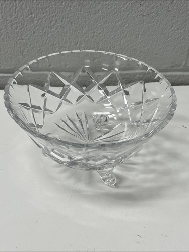 VINTAGE HAND CUT CRYSTAL BOWL DISH TRINKET JEWELLERY SERVING DESSERT RETRO FRUIT - Picture 2 of 6