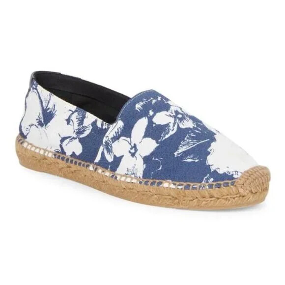 Scarpe espadrillas Saint Laurent stampa ibisco bianco blu nero taglia 36 $375 00