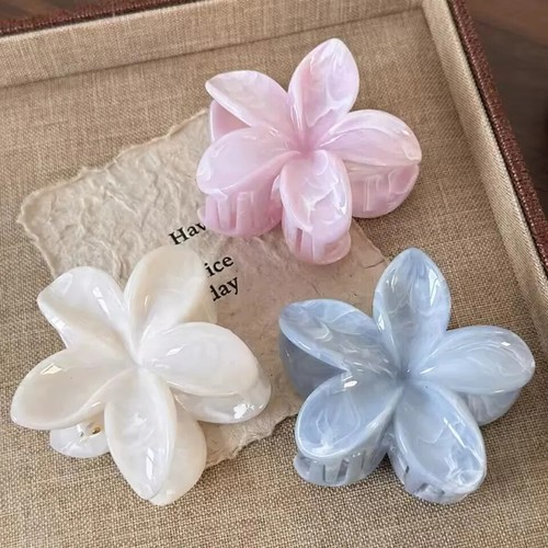 Hawaiian Style Flower Hair Clips, 2-Pack Marble Claws for Thin Hair, Beach Acces - Picture 21 of 71