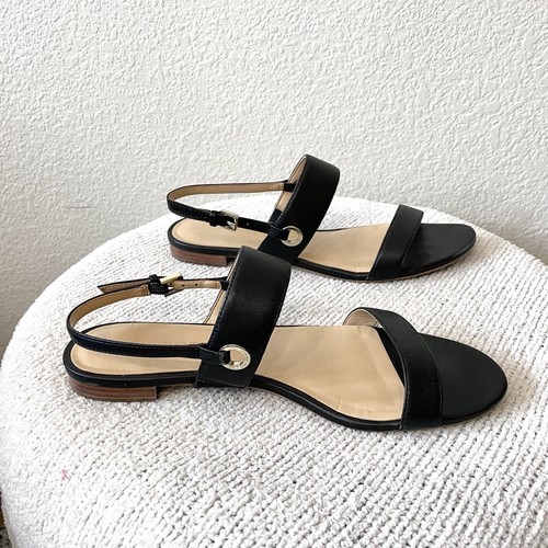 Talbots Women's 7.5 Keri Keyhole Leather Open Toe Sandals Black - Picture 6 of 10
