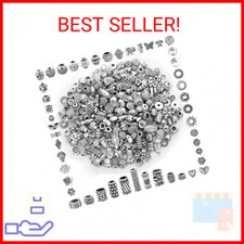 350 Pcs Silver Spacer Beads for Jewelry Making, Mixed Bulk Random Styles Metal B