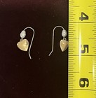 Hearts 14kt Yellow Gold Freshwater Pearls Diamond Cut Hearts Dangle Earrings. — photo 4