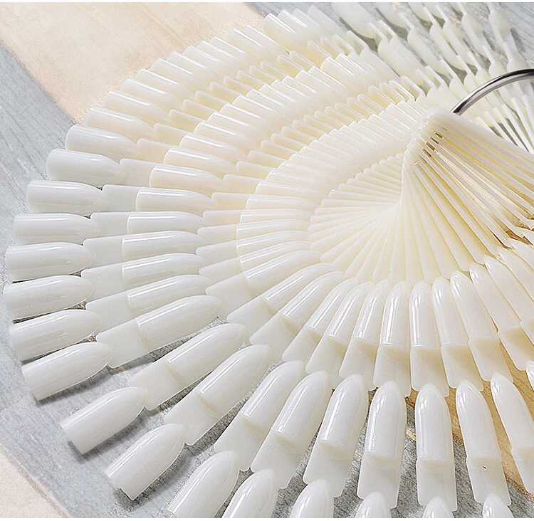 150Pcs False Nail Tips Nail Art Practice Display Tools Transparent Natural Color - Image 2 of 4