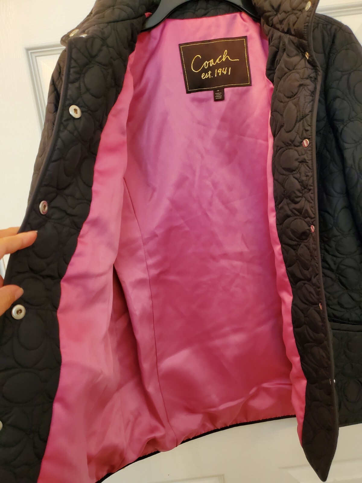 COACH Quilted CC Logo Black Jacket Coat WOMENS Small … Gem