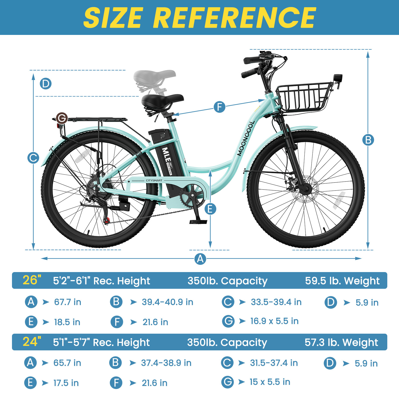 NAIZEA 24" 26" Electric Bicycle 7 Speed Rear Motor Peak 700W With 36V Battery