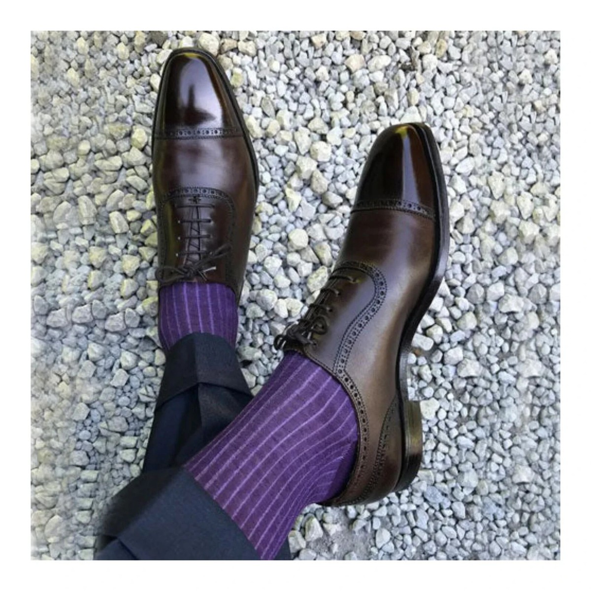 goodyear welted full grain leather dress shoes Men's Handmade Bespoke Brown Toe Cap Shoe oxford dress shoes