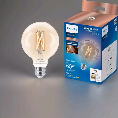 PHILIPS Smart LED 60W Globeform Filament Clear (TW) Einzelpack Smart Glübirne