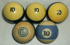 POOL BALLS  10 CUE SPORTS BILLIARDS SET OF 5 PRE-OWNED REPLACEMENT ARTS CRAFTS