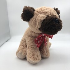Adorable pug puppy dog heart ribbon bow Valentines gift plush toy