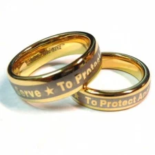 Gold Plated To Protect & To Serve Ring Brotherhood® Band For Law Enforcement