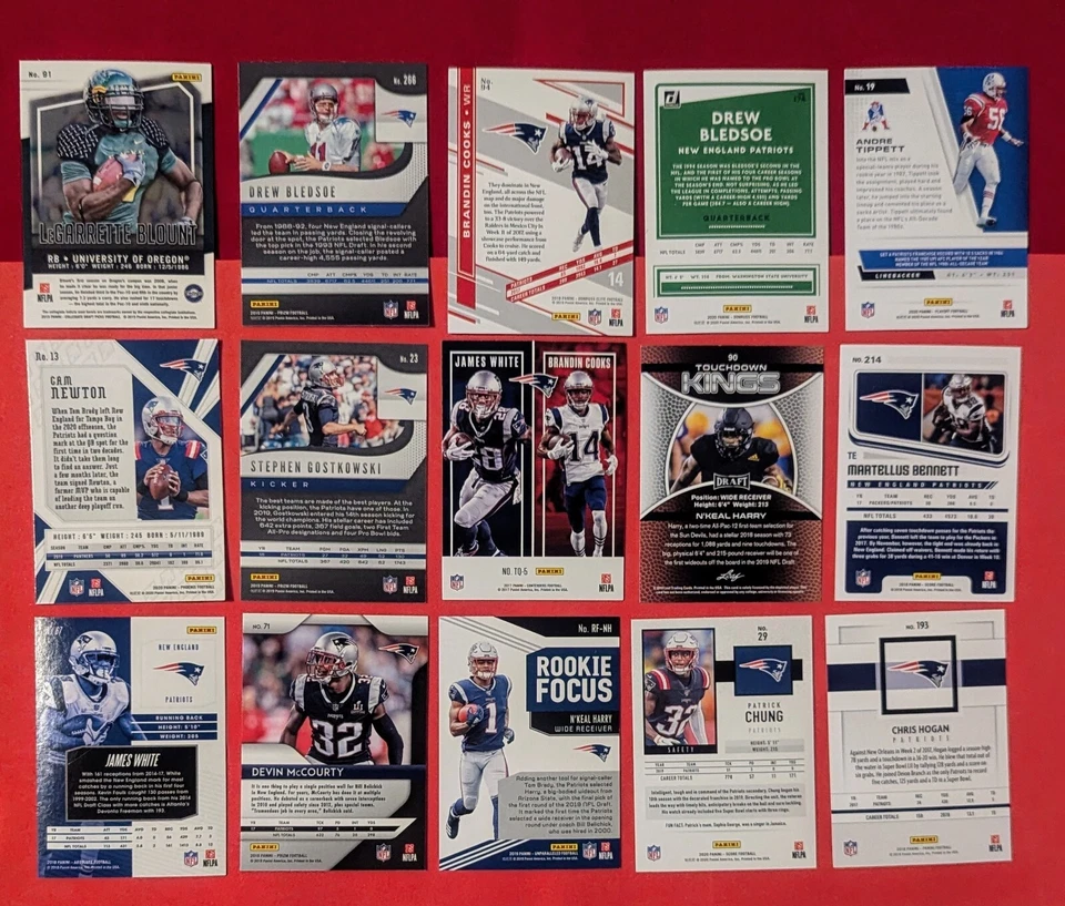 New England Patriots 15 Card Lot Bledsoe Brady White - Image 2 of 2
