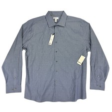 Bar III Men's Slim Fit Stretch Dress Shirt, Indigo Blue, XL