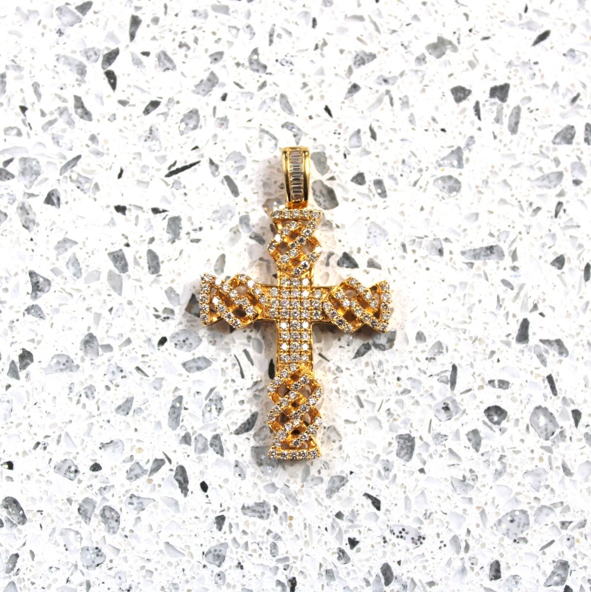 Iced Out 10K Gold 1-1/2 CTW Diamond Cross Crucifix Religious Faith