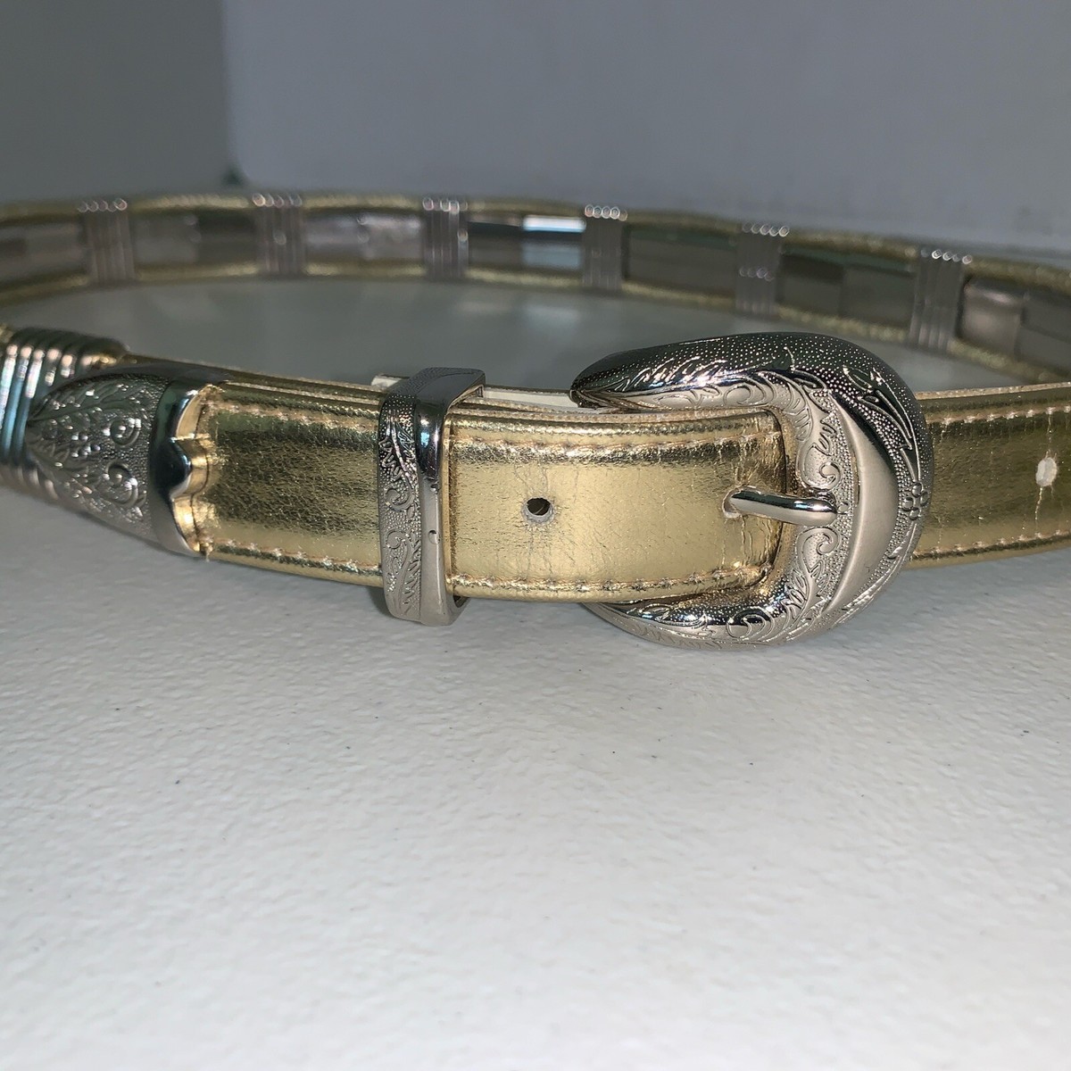 IN TRANSIT soft leather and silver metal waist belt. Size Small to Medium. Vintage Black Leather Belt, Silver Ferre Buckle, Distressed  main image 3