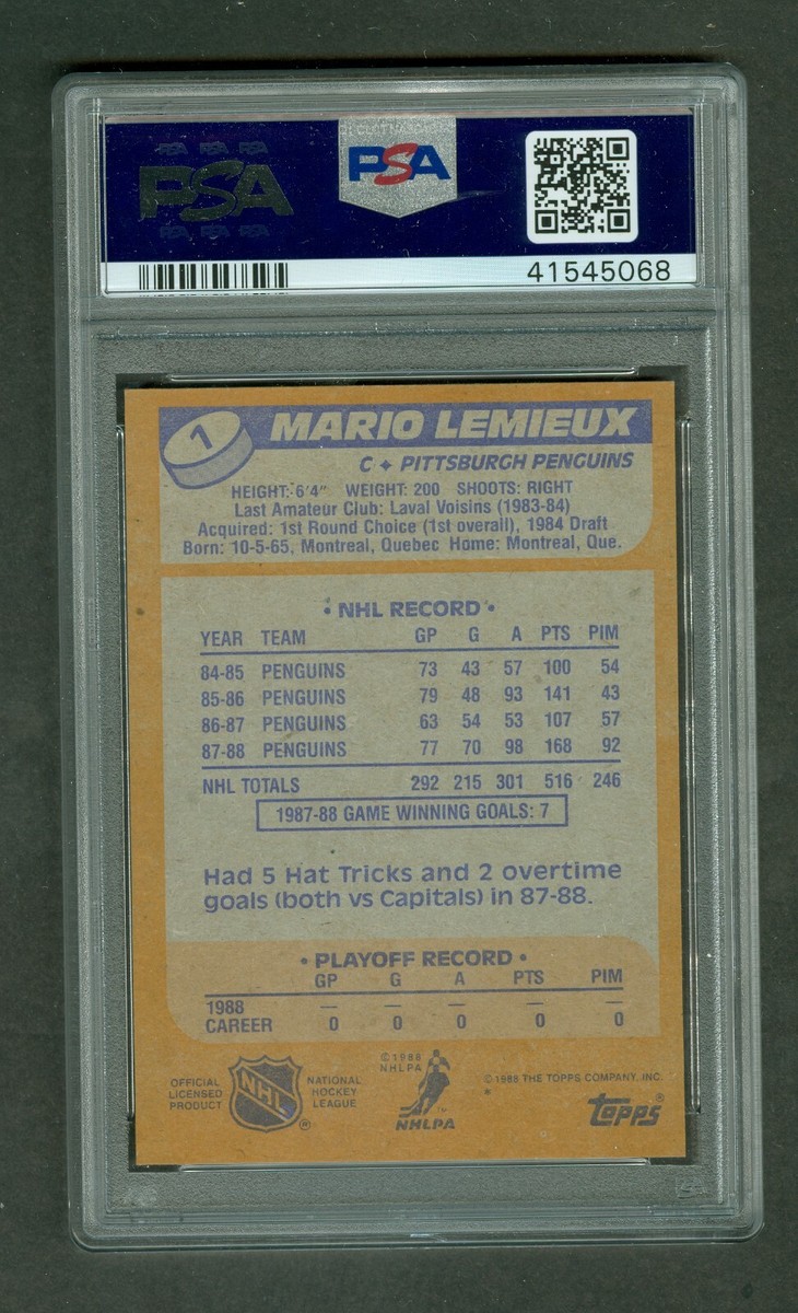 Mario Lemieux 1988-89 Topps Card #1 PSA Graded 9 MINT | eBay