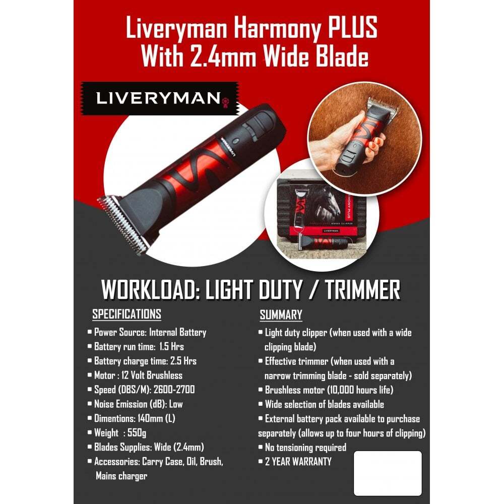 Liveryman Harmony Plus Rechargeable Clipper Trimmer 2.4mm Blade Charger