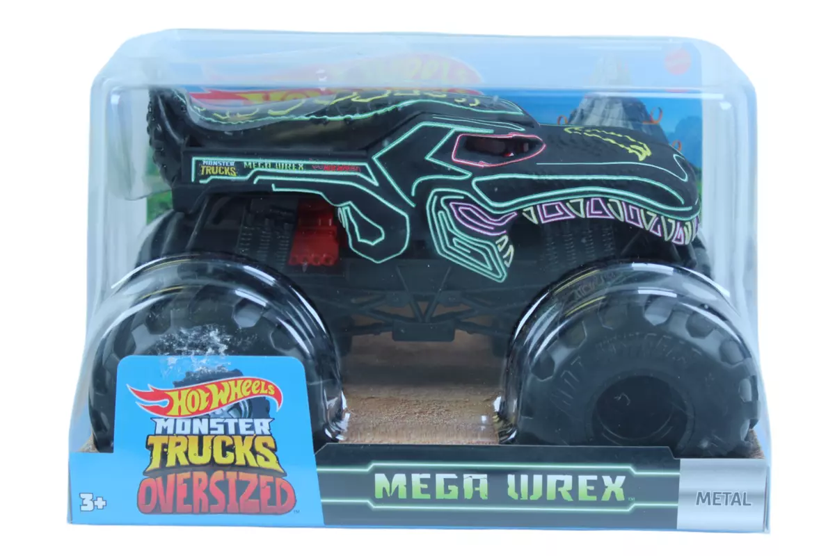  Hot Wheels Monster Trucks Oversized 1:24 Scale Diecast Neon  Mega Wrex : Toys & Games