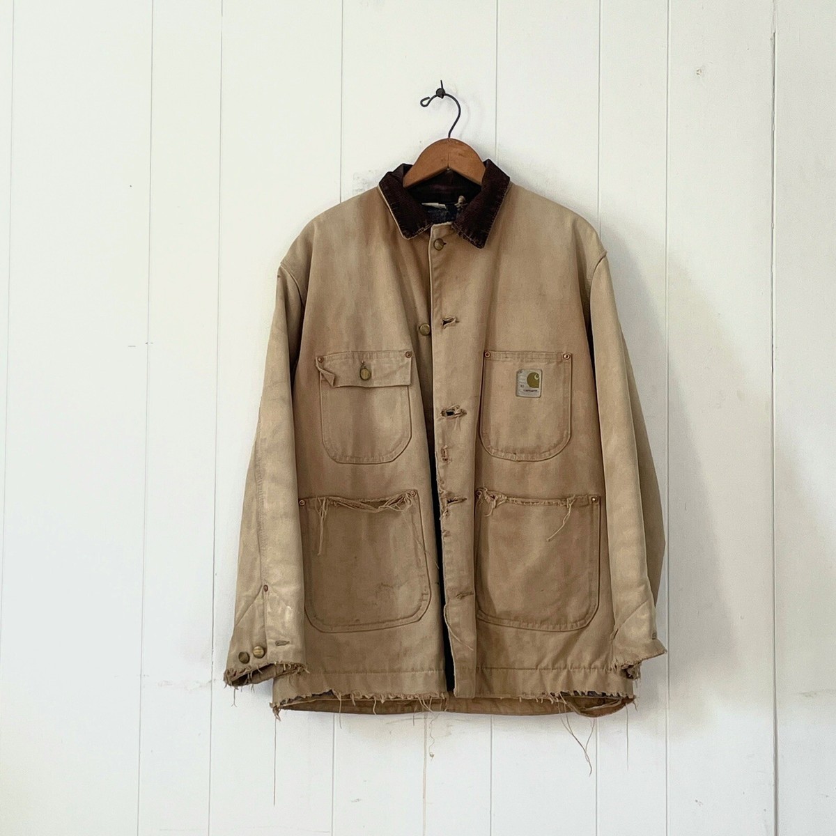 fade 70s Carhartt　vintage  jacket カーハート Vintage Carhartt Jacket Tan 70S Detroit Quilted Work Coat