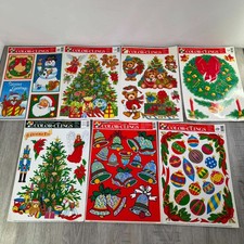 Vintage Christmas Winter Window Color Clings 12"x15" New Old Stock You Pick Lot